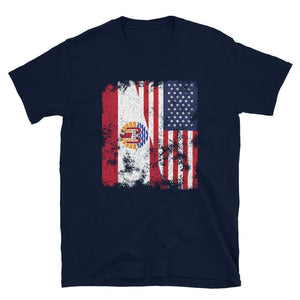 French Polynesia USA Flag Half American T-Shirt