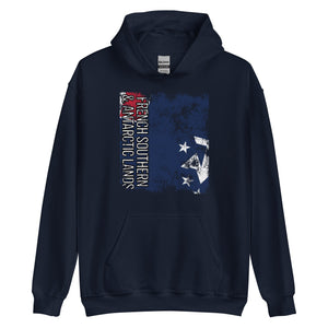 French Southern And Antarctic Lands Flag - Distressed Flag Hoodie