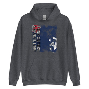 French Southern And Antarctic Lands Flag - Distressed Flag Hoodie