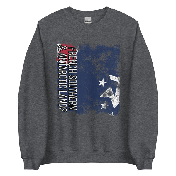 French Southern And Antarctic Lands Flag - Distressed Flag Sweatshirt