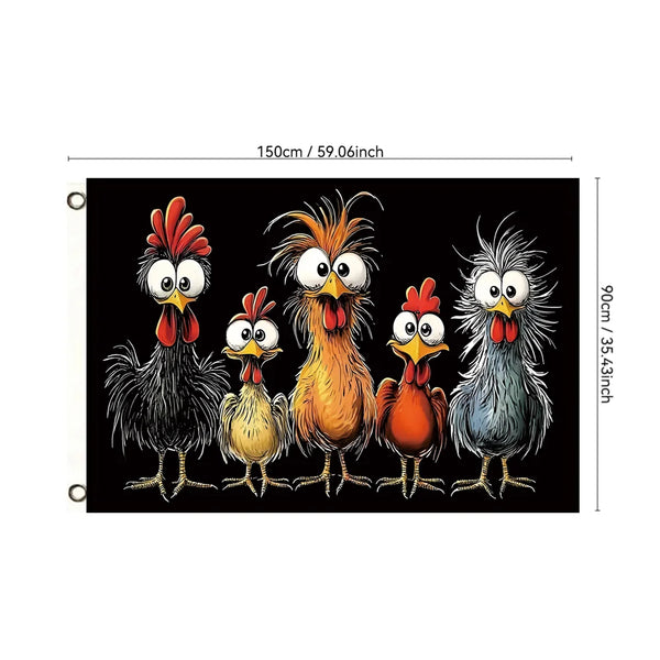Funny Chicken Flag - 90x150cm(3x5ft) - 60x90cm(2x3ft)