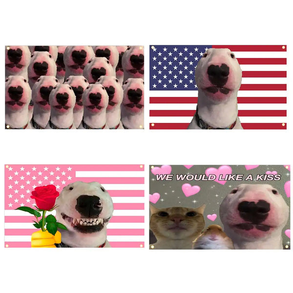 Funny Dog Flags - 90x150cm(3x5ft) - 60x90cm(2x3ft) American Flag Dog