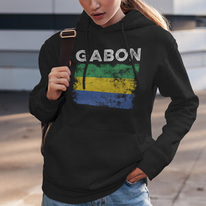 Gabon Flag Distressed - Gabonese Flag Hoodie