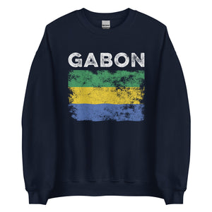 Gabon Flag Distressed - Gabonese Flag Sweatshirt