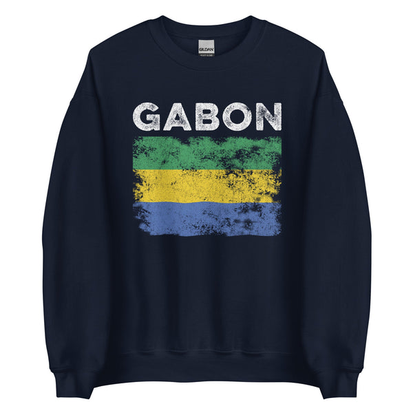 Gabon Flag Distressed - Gabonese Flag Sweatshirt