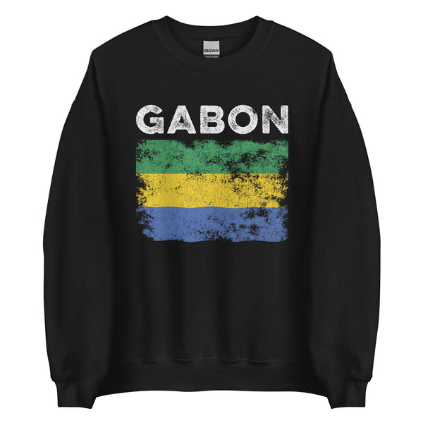 Gabon Flag Distressed - Gabonese Flag Sweatshirt