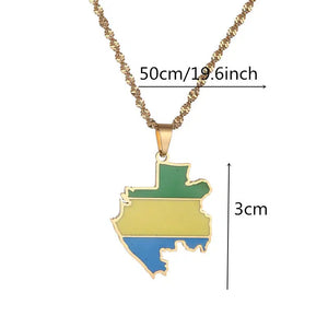 Gabon Flag Map Necklace