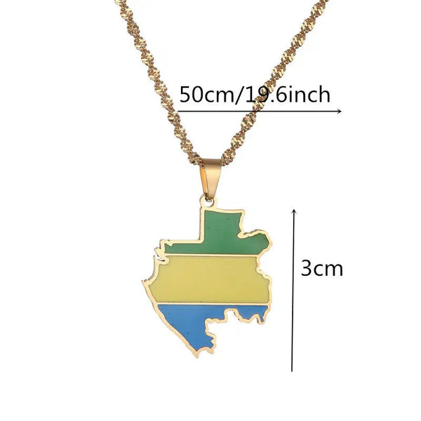 Gabon Flag Map Necklace