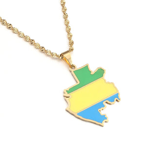 Gabon Flag Map Necklace