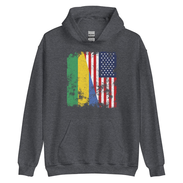 Gabon USA Flag - Half American Hoodie