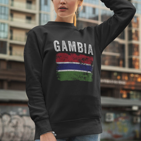 Gambia Flag Distressed - Gambian Flag Sweatshirt
