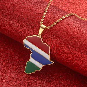 Gambia Flag Map Necklace