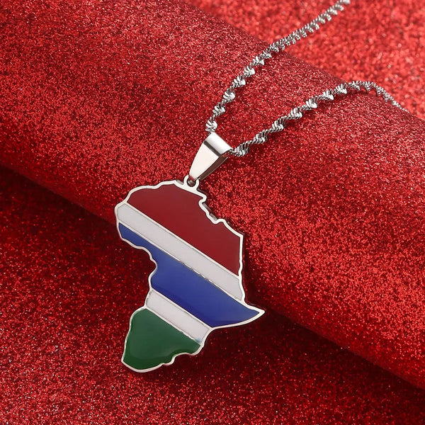 Gambia Flag Map Necklace