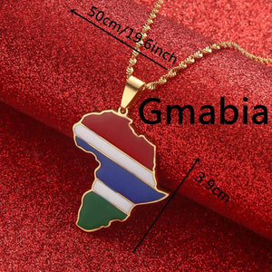 Gambia Flag Map Necklace