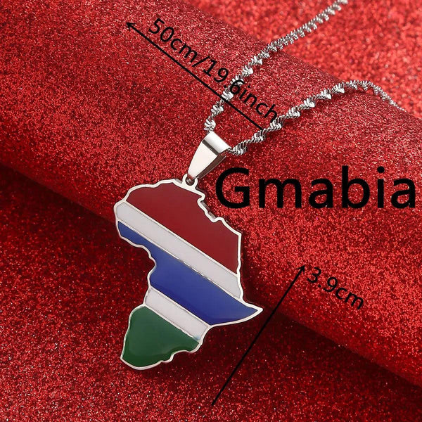 Gambia Flag Map Necklace