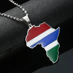 Gambia Flag Map Necklace