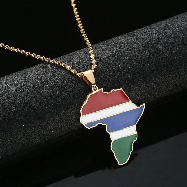 Gambia Flag Map Necklace