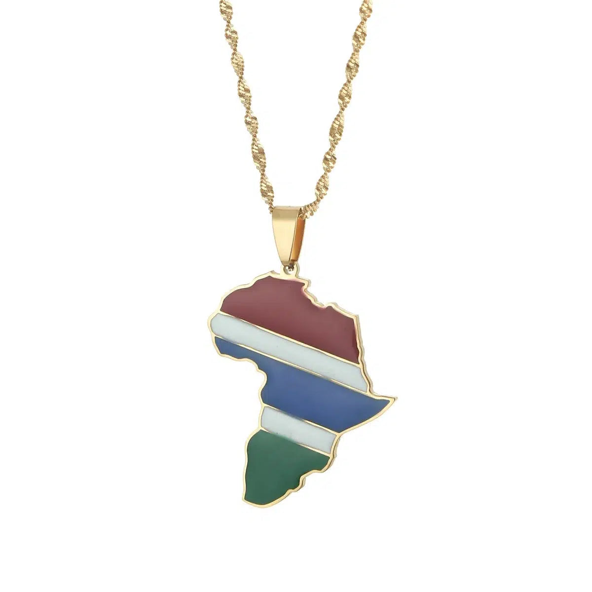 Gambia Flag Map Necklace