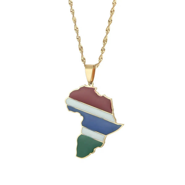 Gambia Flag Map Necklace