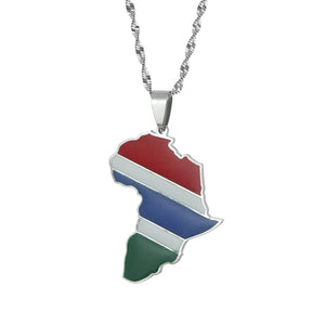 Gambia Flag Map Necklace