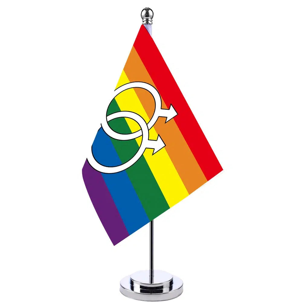 Gay Pride Desk Flag - Small LGBTQIA2S+ Table Flag