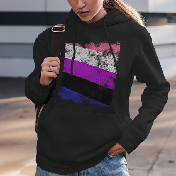 Genderfluid Flag - Distressed LGBT+ Hoodie
