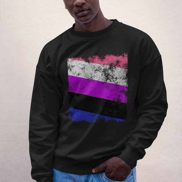Genderfluid Flag - Distressed LGBT+ Sweatshirt
