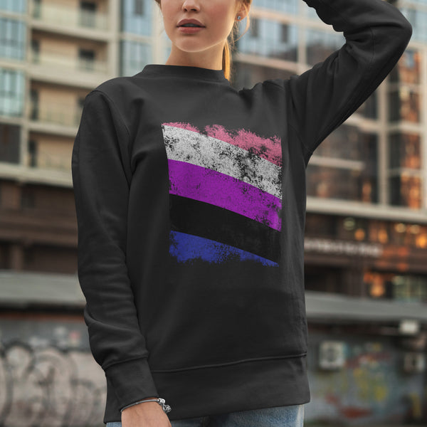 Genderfluid Flag - Distressed LGBT+ Sweatshirt