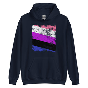 Genderfluid Flag - Distressed LGBT+ Hoodie