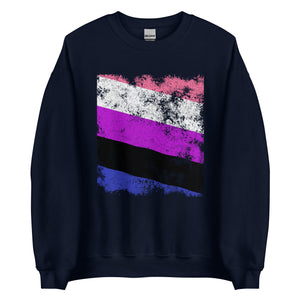 Genderfluid Flag - Distressed LGBT+ Sweatshirt