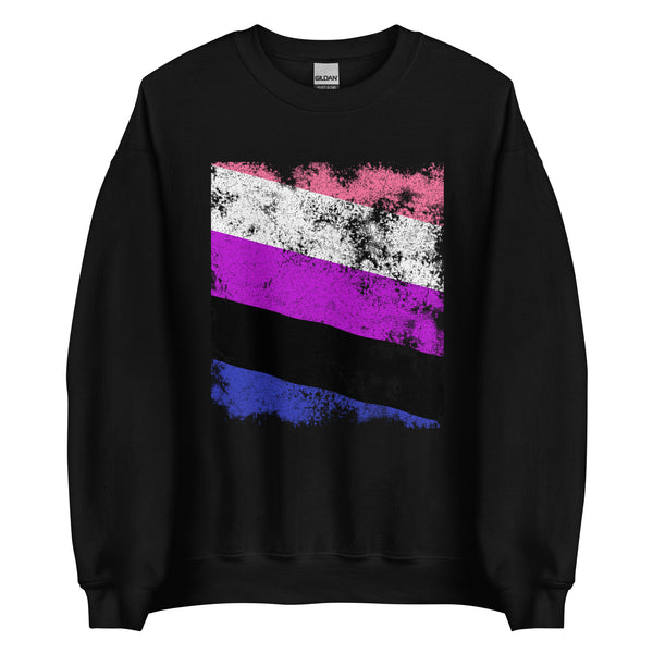 Genderfluid Flag - Distressed LGBT+ Sweatshirt
