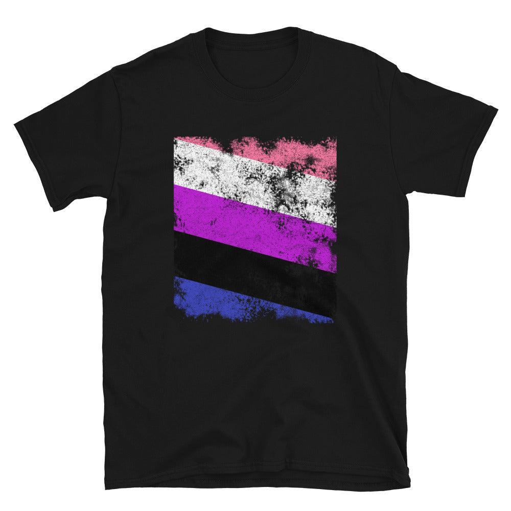 Genderfluid Flag - Distressed LGBT+ T-Shirt