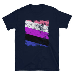 Genderfluid Flag - Distressed LGBT+ T-Shirt