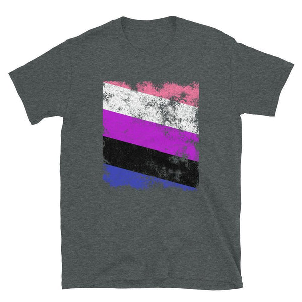 Genderfluid Flag - Distressed LGBT+ T-Shirt