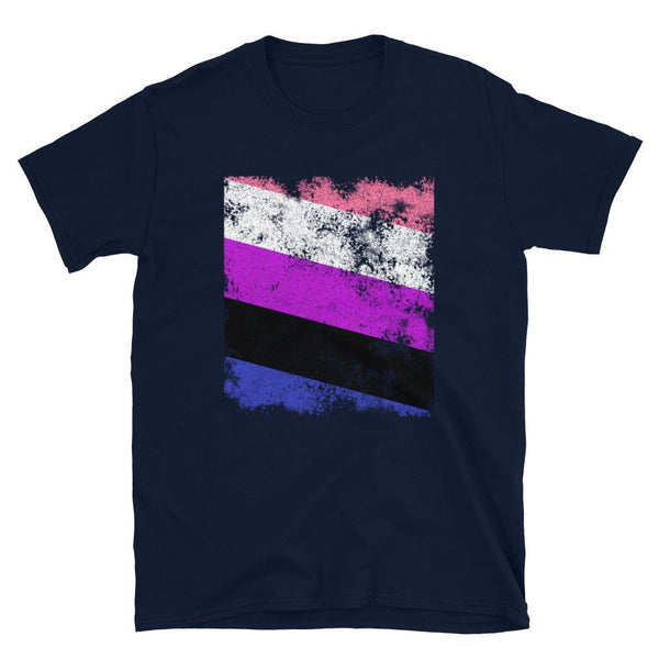 Genderfluid Flag - Distressed LGBT+ T-Shirt
