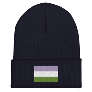 Genderqueer Flag Beanie - Embroidered LGBT+ Winter Hat