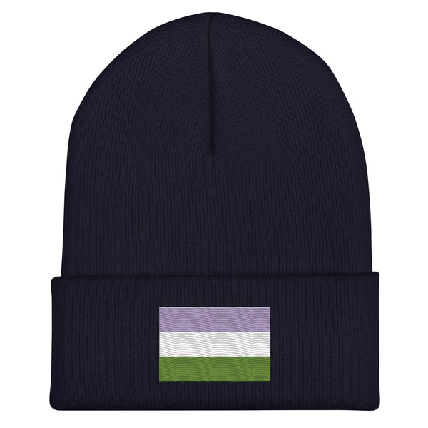 Genderqueer Flag Beanie - Embroidered LGBT+ Winter Hat
