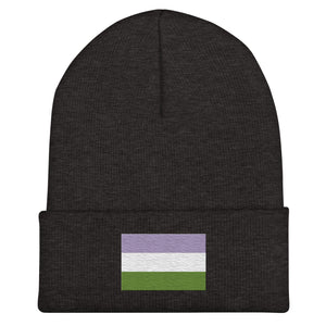 Genderqueer Flag Beanie - Embroidered LGBT+ Winter Hat