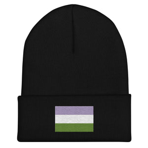 Genderqueer Flag Beanie - Embroidered LGBT+ Winter Hat