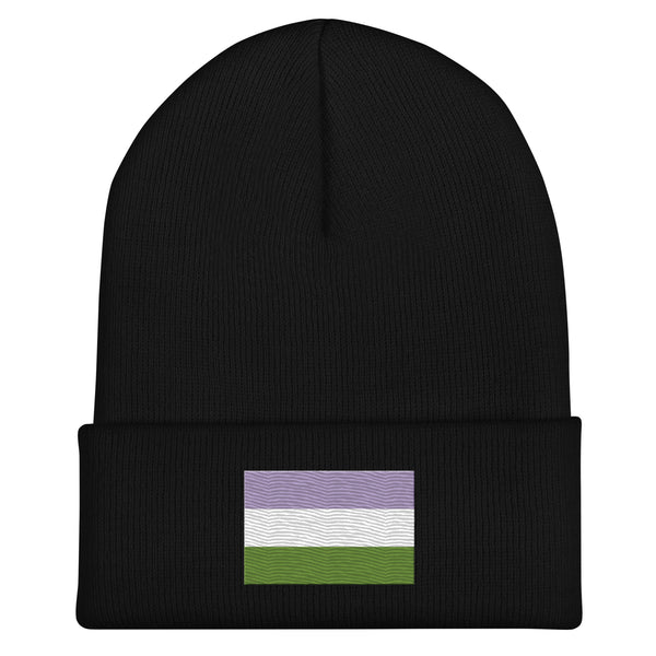 Genderqueer Flag Beanie - Embroidered LGBT+ Winter Hat