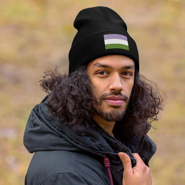 Genderqueer Flag Beanie - Embroidered LGBT+ Winter Hat