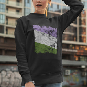 Genderqueer Flag - Distressed LGBT+ Sweatshirt