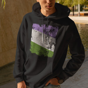 Genderqueer Flag - Distressed LGBT+ Hoodie