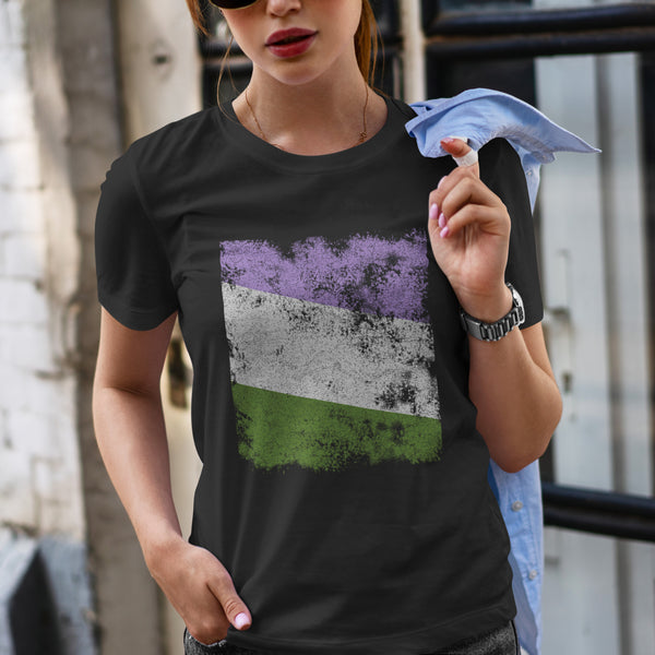 Genderqueer Flag - Distressed LGBT+ T-Shirt