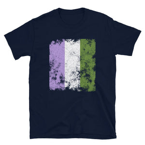 Genderqueer Flag - Distressed LGBTQIA2S+ T-Shirt