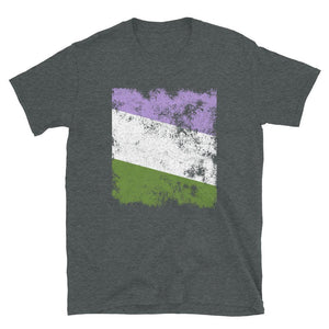 Genderqueer Flag - Distressed LGBT+ T-Shirt