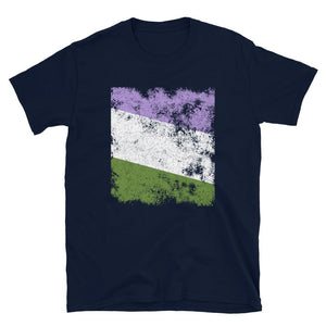 Genderqueer Flag - Distressed LGBT+ T-Shirt