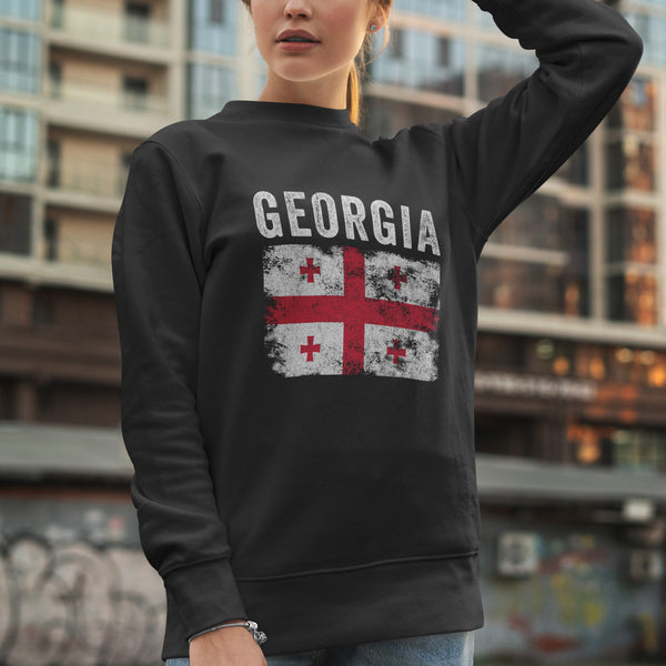 Georgia Flag Distressed - Georgian Flag Sweatshirt