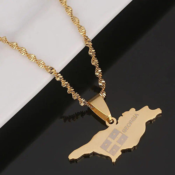 Georgia Flag Map Necklace