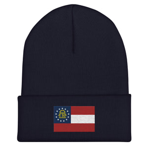 Georgia State Flag Beanie - Embroidered Winter Hat